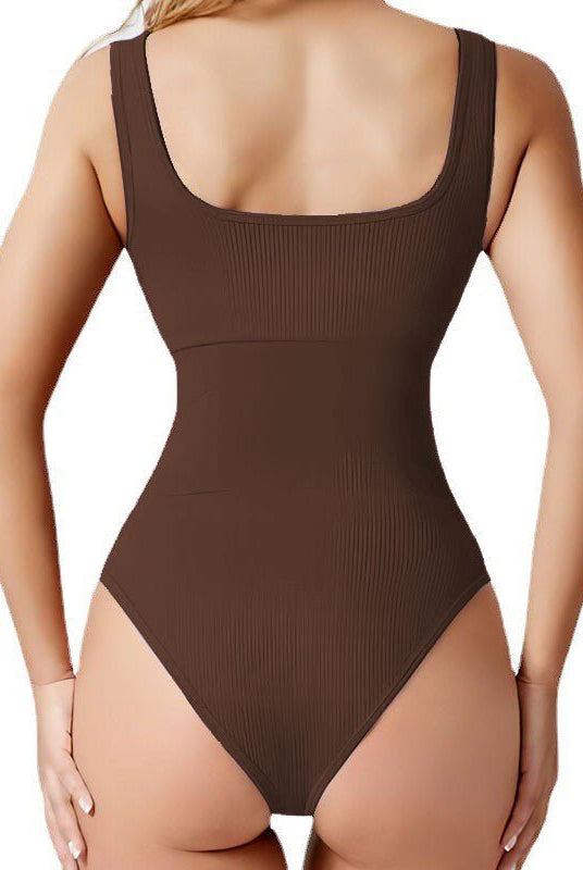 Ribbed Tummy Control Solid Color Sleeveless Womens jumpsuit - DEIDEIAP_ACTIVE