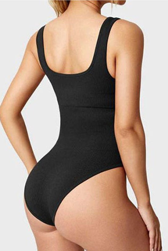 Ribbed Tummy Control Solid Color Sleeveless Womens jumpsuit - DEIDEIAP_ACTIVE