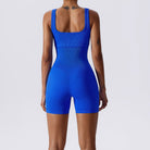 Ribbed Tummy Control Solid Color sleeveless shorts Womens jumpsuit - DEIDEIAP_ACTIVE